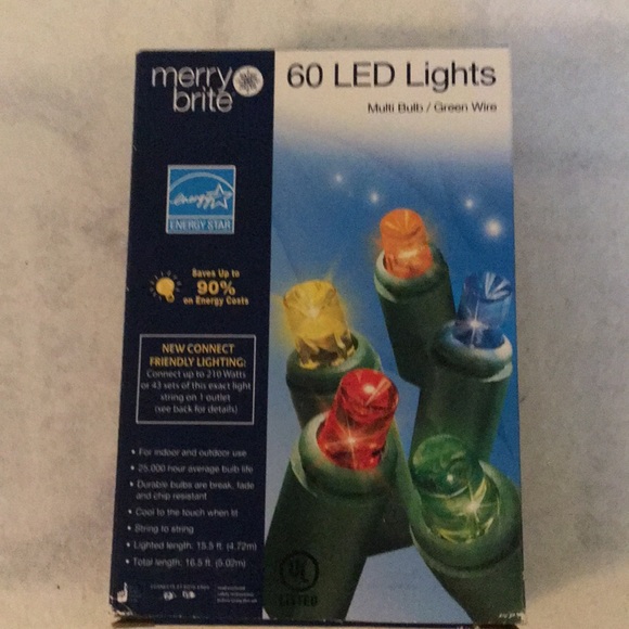 Merry brite 4 boxes of  60 led Lights NIB multi colored - Picture 3 of 6